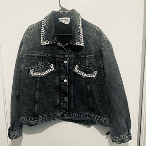 Savanna Jane  Denim Jacket with Pearl Accents. SZ 1X